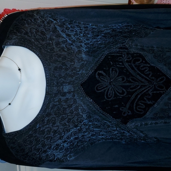 Wicca/Bohemian Long Gown Dark Blue 3X - Picture 2 of 7